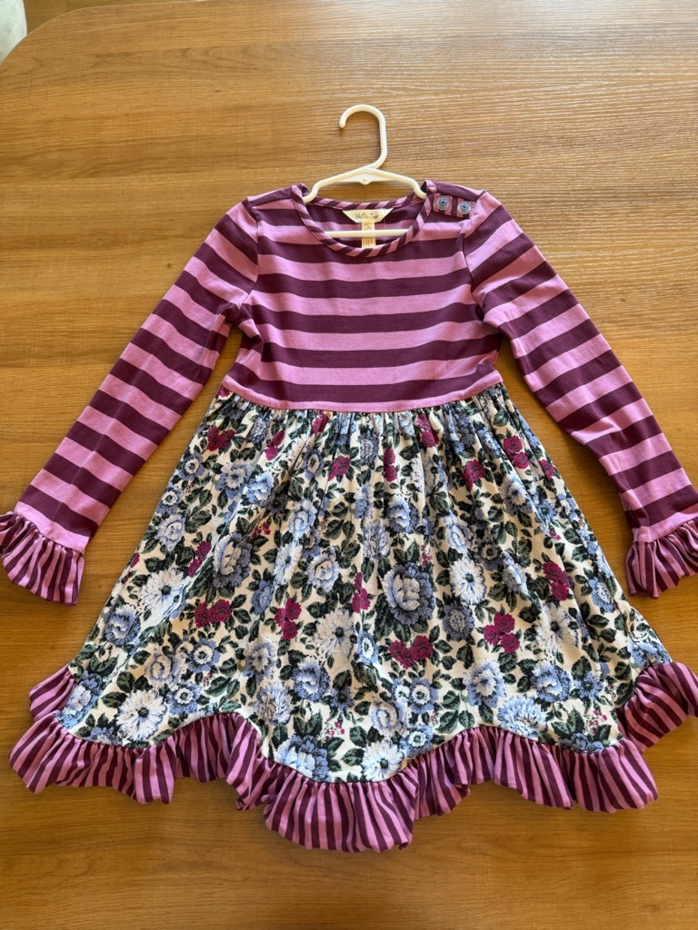 Matilda Jane Pink & Plum Striped Top Floral Knit Dress